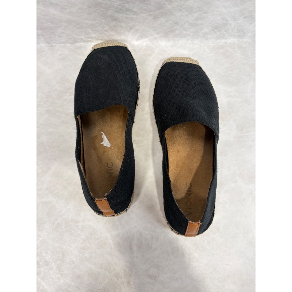 Vionic Valeri Black Canvas Espadrille Slip On Flats Orthotic Support 356VALE 8.5